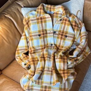 Women’s Button Up Warm and Cozy Plaid Button Up Shirt/Teddy Jacket